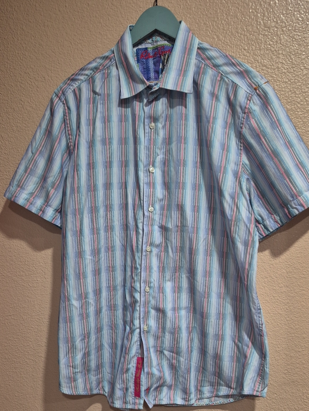 Robert Graham Light Blue Multicolor Striped Button-Down Shirt